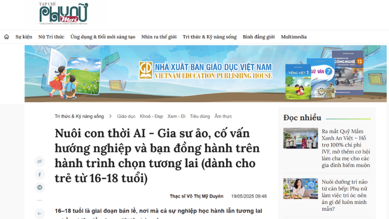 Nuôi con thời AI - Gia sư ảo, cố vấn hướng nghiệp và bạn đồng hành trên hành trình chọn tương lai (dành cho trẻ từ 16-18 tuổi)
