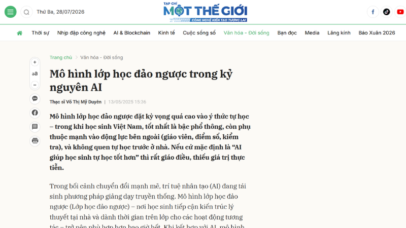 Mô hình lớp học đảo ngược trong kỷ nguyên AI