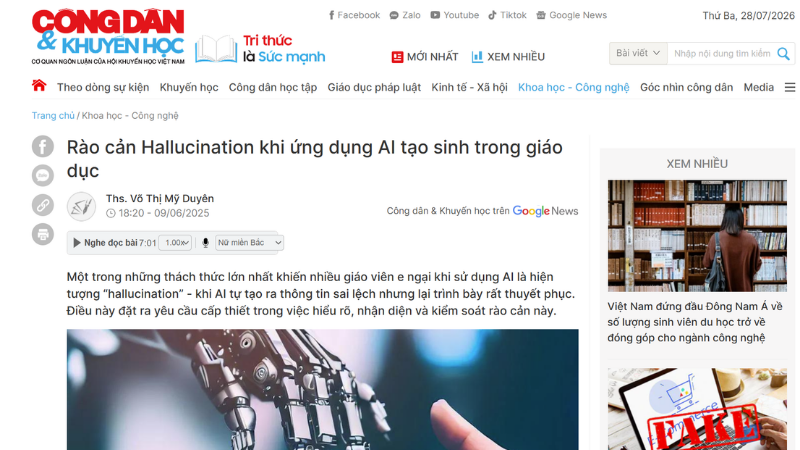 Rào cản Hallucination khi ứng dụng AI tạo sinh trong giáo dục